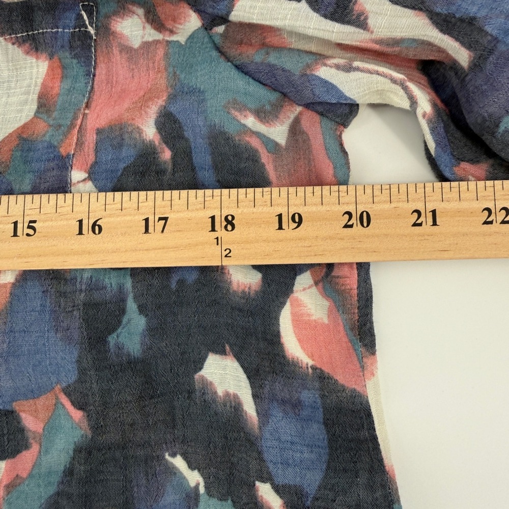 Zac & Rachel Abstract Floral Button Down Blouse Blue Coral M - Picture 7 of 9
